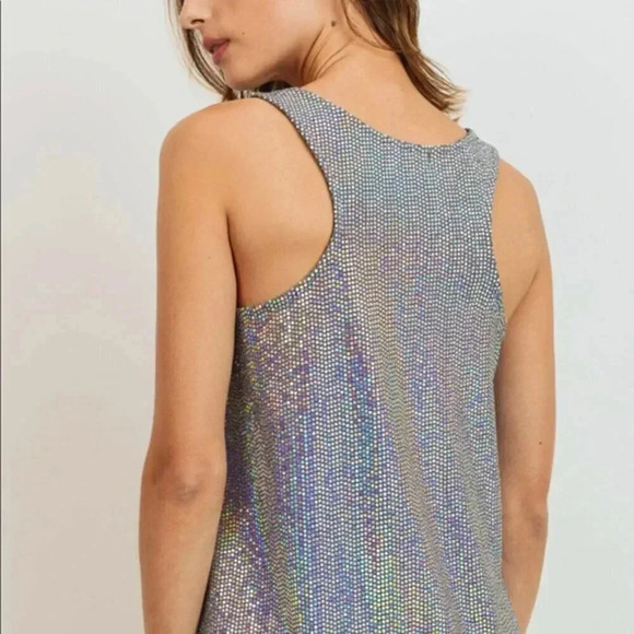 NWT Cherish Top Size Small Holographic Sequin Racerback Tank Cami - Picture 4 of 7